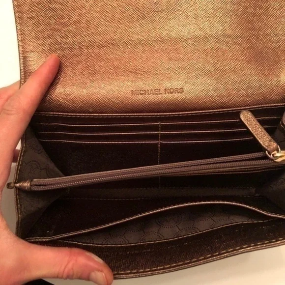 Michael kors brown metallic leather wallet - Picture 8 of 16